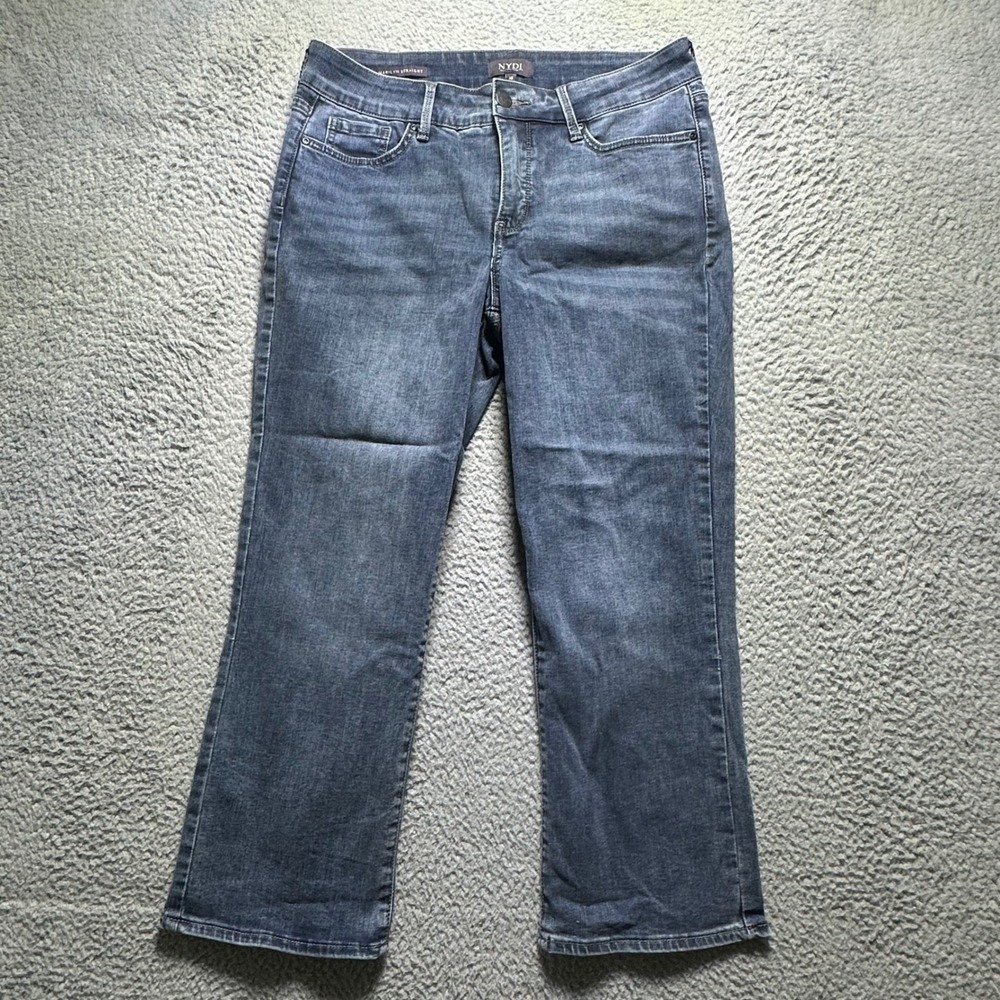 NYDJ Marilyn Straight Jeans Size 10 Medium Wash Lift Tuck Cool Embrace Denim